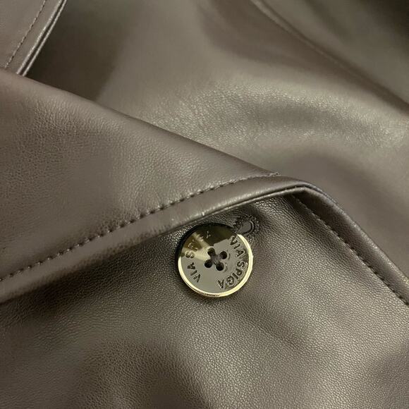 Via Spiga Chocolate Brown Vegan Leather Trench Coat Size Medium Belted Classic - Picture 6 of 16